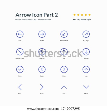 Arrow icon set interface app part 2 graphic design vector illustration for interface mobile web presentation