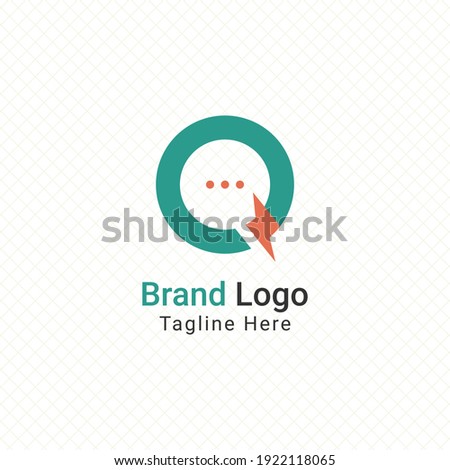 quick flash chat bot logo vector graphic design