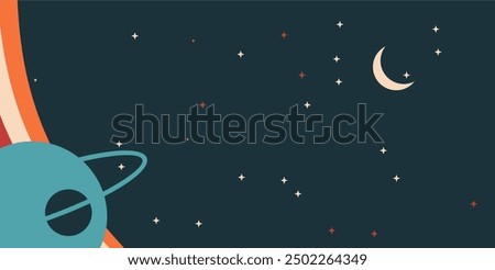 Space theme background full of stars and planets, space background with retro colors, elegant background, astronomy, science