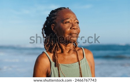 Similar – Image, Stock Photo Peaceful woman enjoying sun in nature