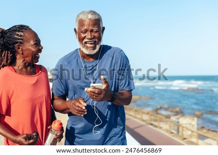 Similar – Image, Stock Photo Woman relaxing while walking with dog on vineyard slope