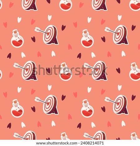 Seamless pattern with target and love potion