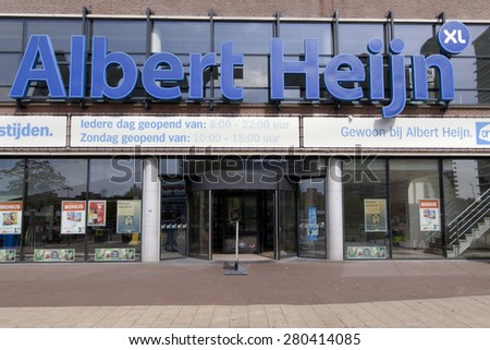 The Hague,netherlands-may 22, 2015: facade of an Albert Heijn store in The Hague, ah is the largest supermarket in the Netherlands