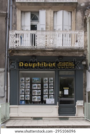 avignon,france-july 2, 2015: facade of an french real estate office in avignon france
