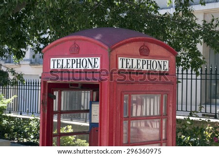 Avignon,france-june 20, 2015: Detail of an british phone booth in Avignon