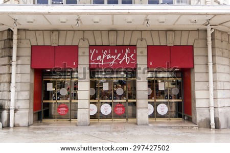 Dijon,france-june 15, 2015: facade of galery la fayette a store for fasion in dijon france