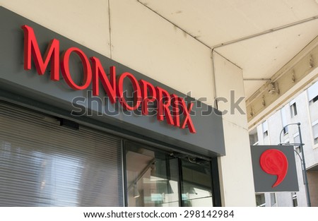 Valence,france-june 17, 2015: Facade of the monoprix in Valence. the monoprix is a retail store for household items