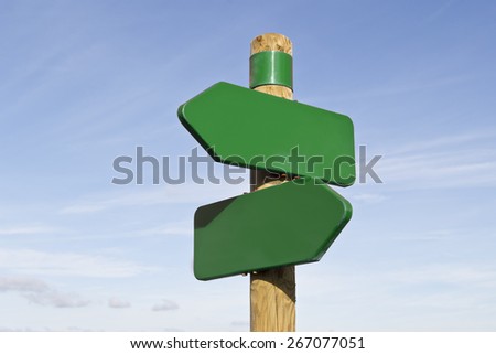 Wooden and metal public sign post