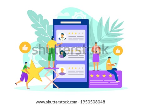 Specialist rating with positive review concept, vector illustration. Business user choice, client vote for good service online. Customer make ranking