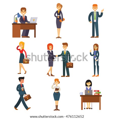 Set Of Business People Isolated On White Stock Vector Illustration