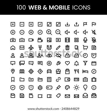 100 Web and Mobile Icons. Simple Vector Perfect Illustration.