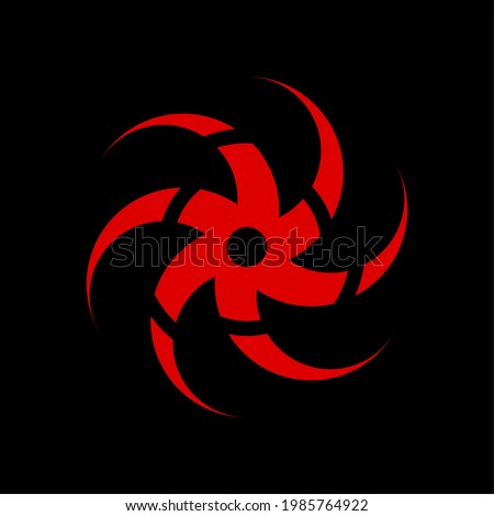Abstract simple cut tycoon shuriken propeller logo template in flat design monogram illustration