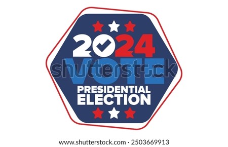 Vote 2024. Presidential Election 2024 in United States. Vote day, November 5. US Election. Patriotic american element. Poster, card, banner and background. Vector illustration