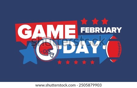 Game Day. American football playoff. Football Party in United States. Final game of regular season. Professional team championship. Ball for american football. Sport poster design. Vector illustration