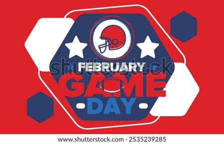 Game Day. American football playoff. Football Party in United States. Final game of regular season. Professional team championship. Ball for american football. Sport poster design. Vector illustration