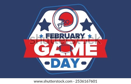 Game Day. American football playoff. Football Party in United States. Final game of regular season. Professional team championship. Ball for american football. Sport poster design. Vector illustration