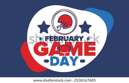 Game Day. American football playoff. Football Party in United States. Final game of regular season. Professional team championship. Ball for american football. Sport poster design. Vector illustration