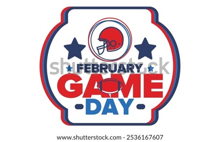 Game Day. American football playoff. Football Party in United States. Final game of regular season. Professional team championship. Ball for american football. Sport poster design. Vector illustration