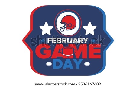 Game Day. American football playoff. Football Party in United States. Final game of regular season. Professional team championship. Ball for american football. Sport poster design. Vector illustration