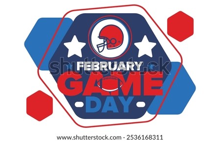 Game Day. American football playoff. Football Party in United States. Final game of regular season. Professional team championship. Ball for american football. Sport poster design. Vector illustration