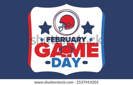 Game Day. American football playoff. Football Party in United States. Final game of regular season. Professional team championship. Ball for american football. Sport poster design. Vector illustration