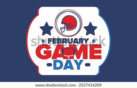 Game Day. American football playoff. Football Party in United States. Final game of regular season. Professional team championship. Ball for american football. Sport poster design. Vector illustration