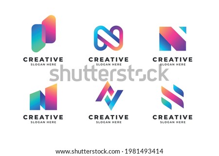 Abstract Gradient N Letter Modern Logo Collection	 Foto stock © 