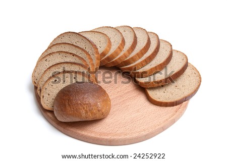 Pieces of long loaf isolated on a white background.