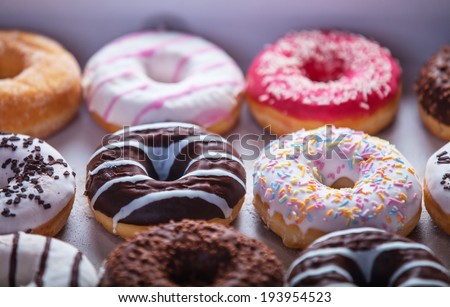 Donuts in box.