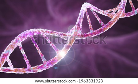 Genetic mutation, conceptual 3D illustration. Double stranded DNA molecule with mutation in a gene. Concept for genetic disorder. Destroyed human genome. DNA destruction and gene mutation Imagine de stoc © 