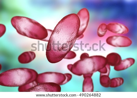 Bubonic plague bacteria Yersinia pestis. 3D illustration shows bipolar staining and ovoid shape of bacteria Stock fotó © 