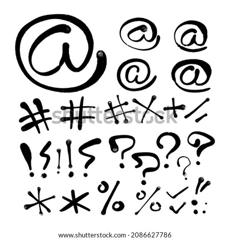 at symbols, hash, asterisk, question mark, exclamation mark. Icon set