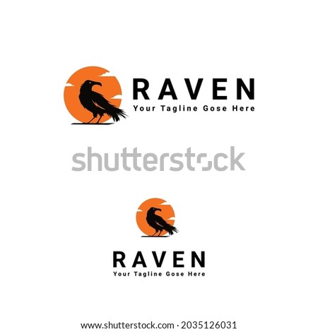 Raven logo design vector illustration 