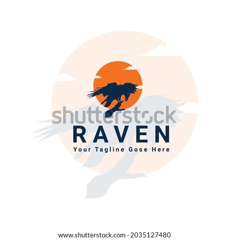 Raven logo design vector illustration 