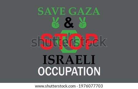 Save Gaza And Stop Israeli Occupation - Free Palestine With Peach Hand Vector And Clip Art