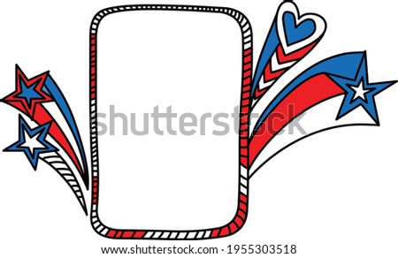 Patriotic frame background July 4 th doodle art vector isolated