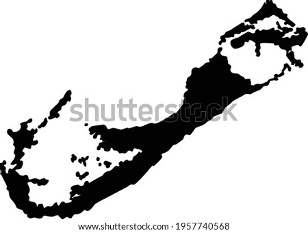 Bermuda map silhouette vector illustration isolayed on white background