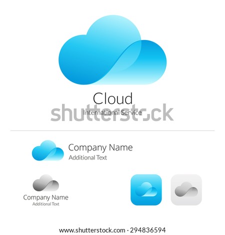 Cloud Stylish Logo Icon and Button Concept Set