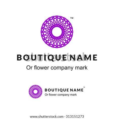 Beautiful Contour Ornamental Logo with Flower for Boutique or Beauty Salon or Flowers Company