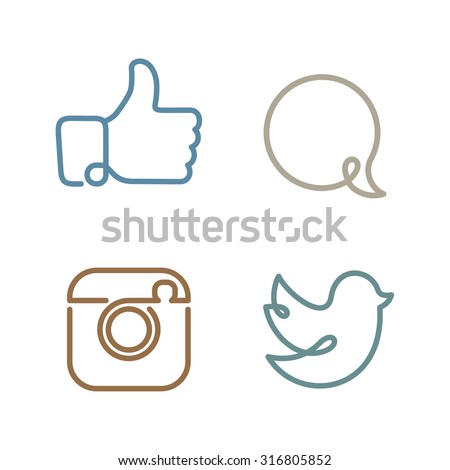 Social network icons and stickers vector set