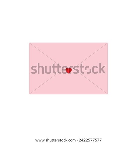 Love Letter Envelope for romance love mail, message with Heart Shape Lock vector illustration.