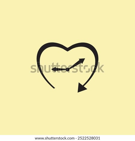 Clock heart shape arrow vector illustration. Time keeping , measurement of time concept. 