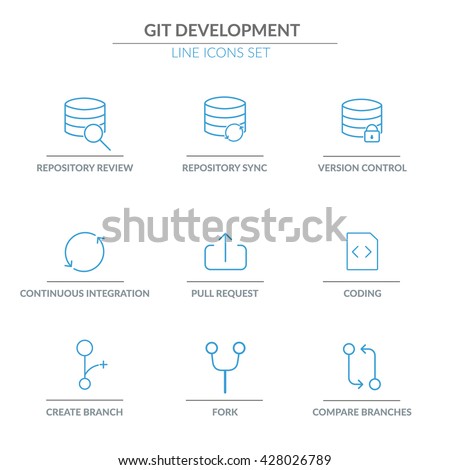 GIT repository  Software Development outline web icon set for agile, scrum, kanban IT teams