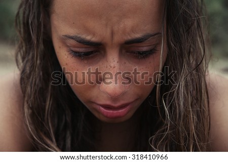 Crying Beauty Girl. Beautiful Model Woman Cry. Tears