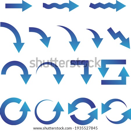 Assorted blue arrow icons vector illustration