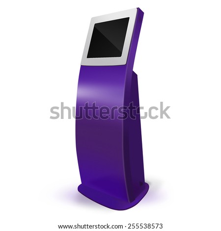 Interactive Information Kiosk Terminal Stand Touch Screen Display, white background