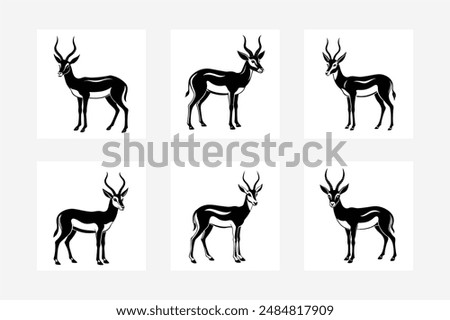 Springbok silhouette vector file featuring an elegant antelope in a dynamic pose, perfect for design projects and logos.