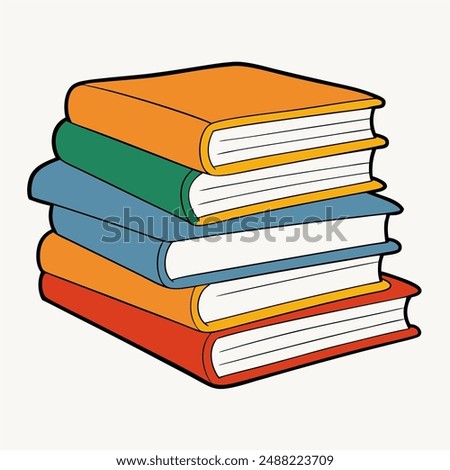 Vector file for books colouring, ideal for digital and print use. Includes various book designs.