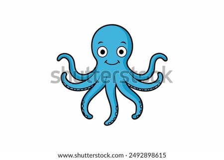 Colourful octopus vector with detailed tentacles, perfect for t-shirt designs, children’s books, and educational materials. Ideal for ocean and marine life themes.