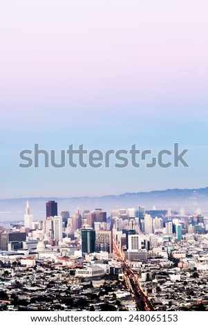 San Francisco cityscape with skyscrapers and open sky